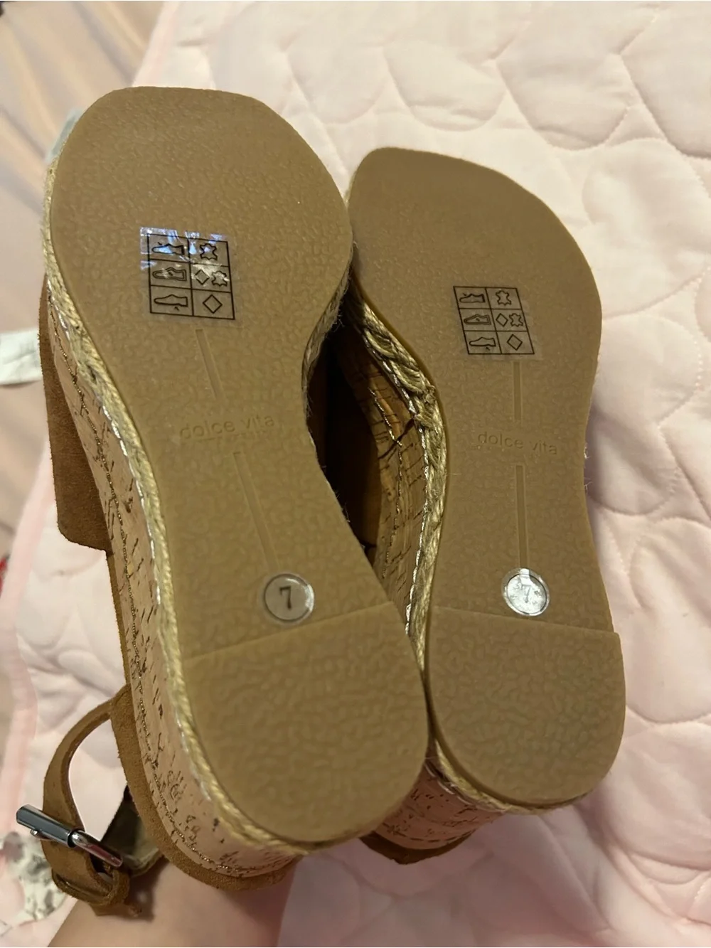 Dolce Vita Tan Suede Ankle-Strap Wedge Sandals